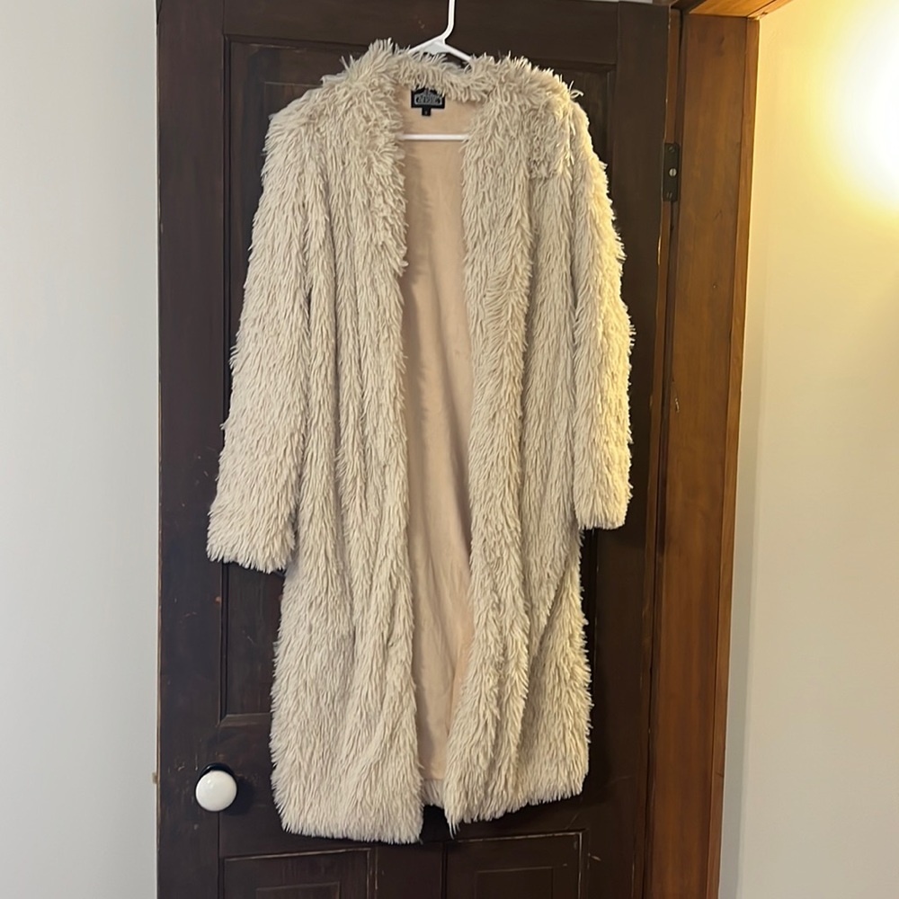 Angie Cream Faux Fur Coat